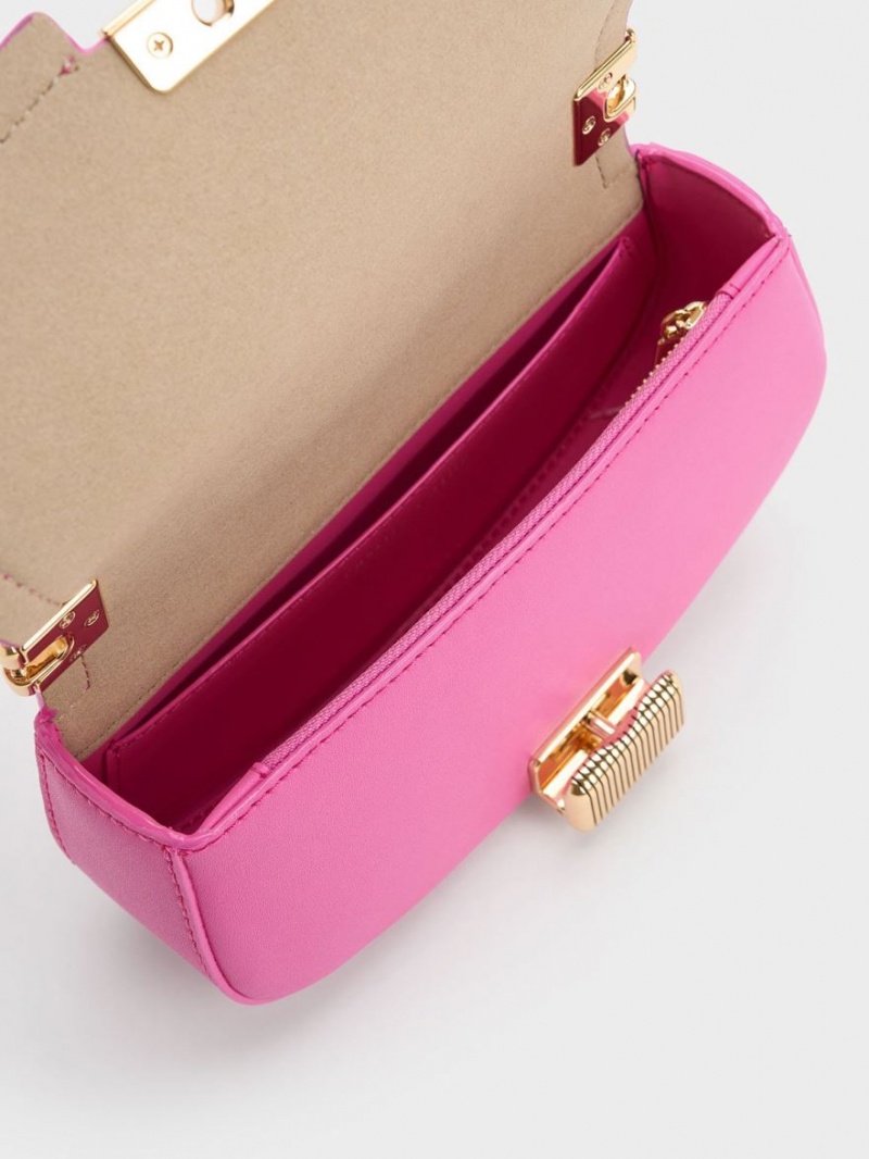Geanta De Umar Charles & Keith Sonnet Two-Tone Chain Handle Roz | 286VKUIHM