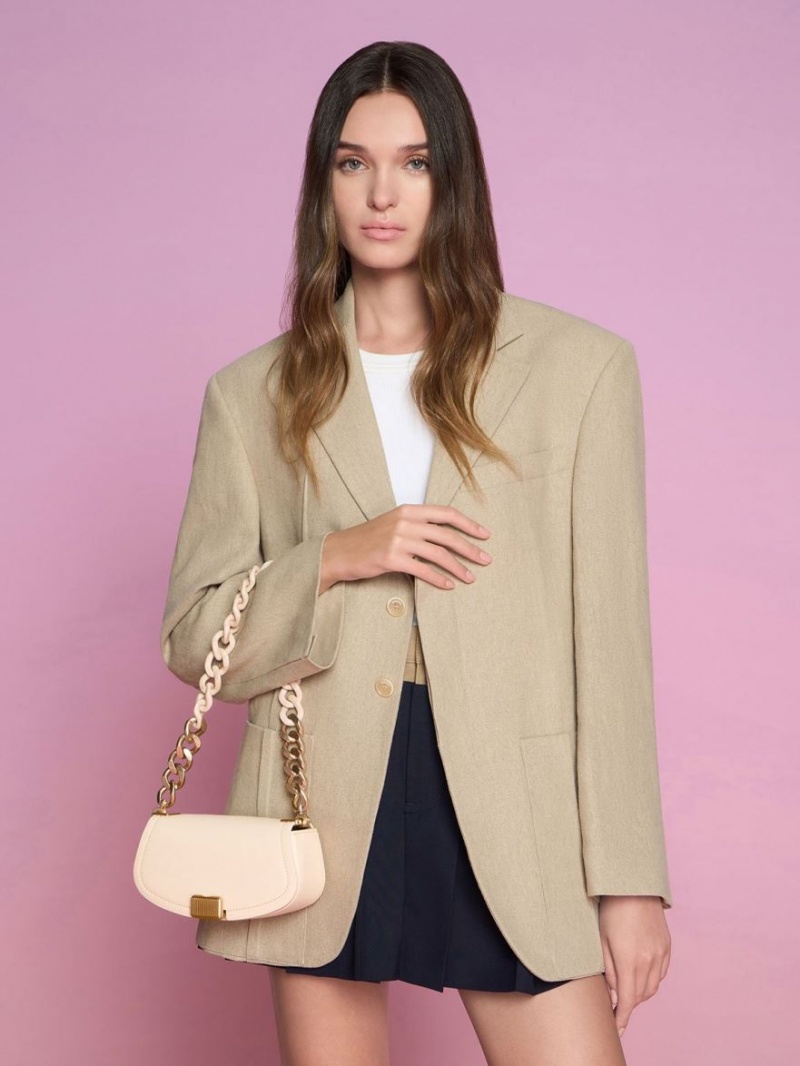 Geanta De Umar Charles & Keith Sonnet Two-Tone Chain Handle Bej | 402NQSTIJ