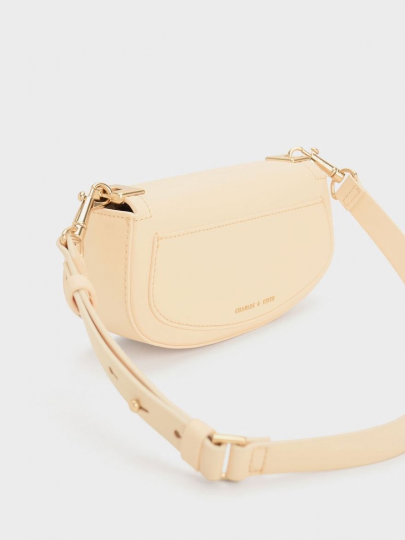 Geanta De Umar Charles & Keith Sonnet Two-Tone Chain Handle Bej | 402NQSTIJ