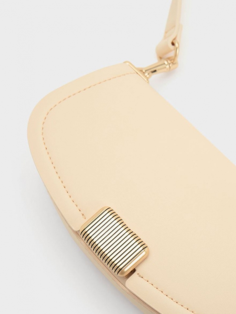 Geanta De Umar Charles & Keith Sonnet Two-Tone Chain Handle Bej | 402NQSTIJ