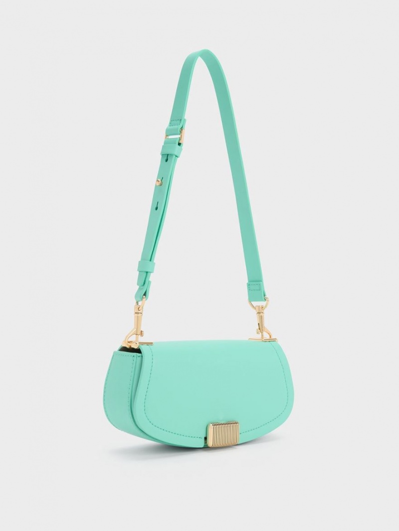 Geanta De Umar Charles & Keith Sonnet Two-Tone Chain Handle Turcoaz | 495YEKHQS