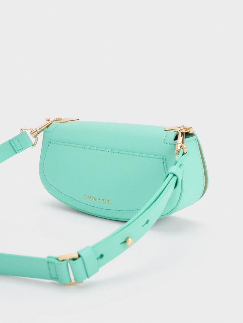 Geanta De Umar Charles & Keith Sonnet Two-Tone Chain Handle Turcoaz | 495YEKHQS