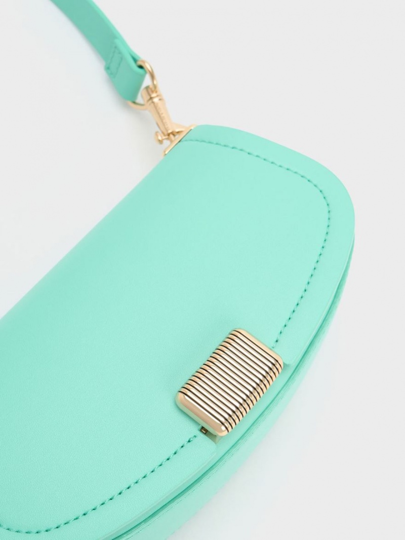 Geanta De Umar Charles & Keith Sonnet Two-Tone Chain Handle Turcoaz | 495YEKHQS