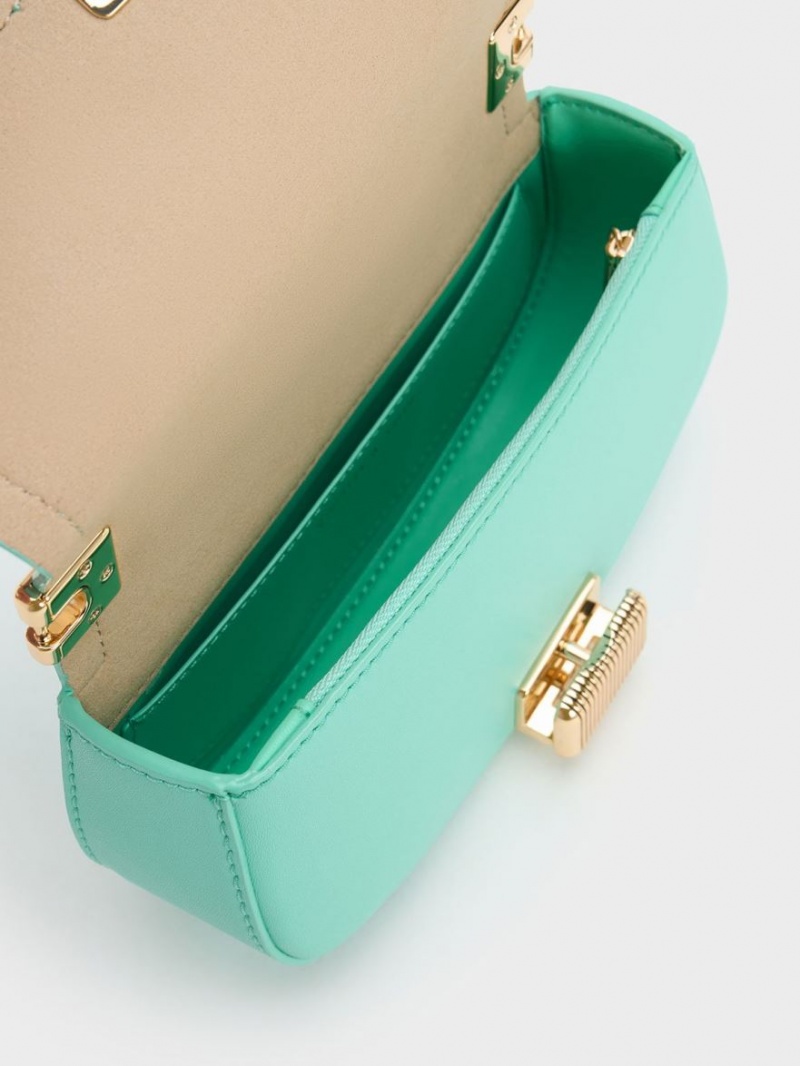 Geanta De Umar Charles & Keith Sonnet Two-Tone Chain Handle Turcoaz | 495YEKHQS