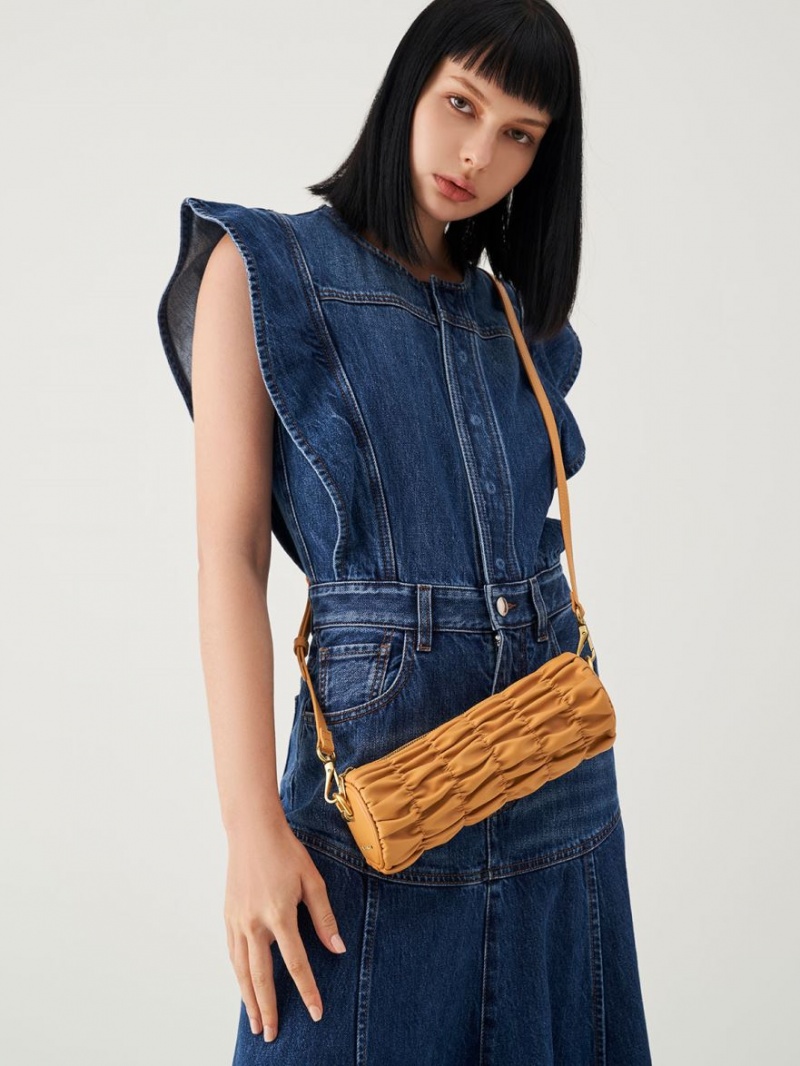 Geanta De Umar Charles & Keith Tallulah Ruched Chain-Handle Portocalii | 367KNDERJ