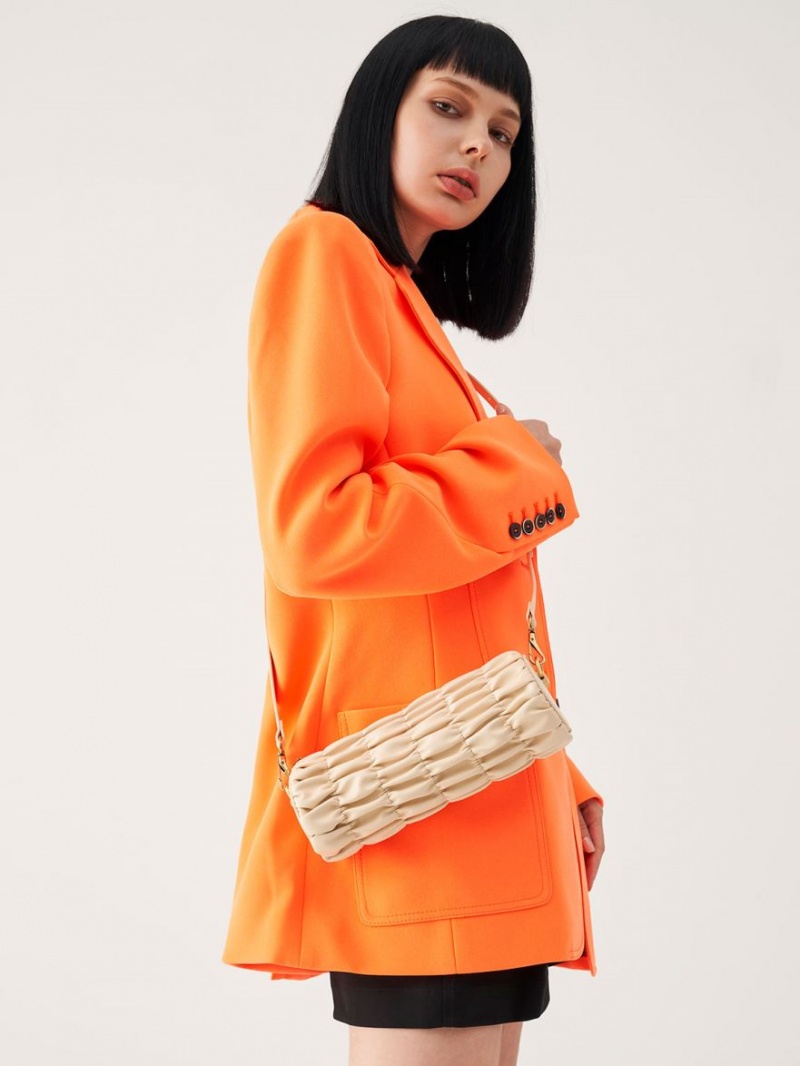 Geanta De Umar Charles & Keith Tallulah Ruched Chain-Handle Bej | 537QPMIKC