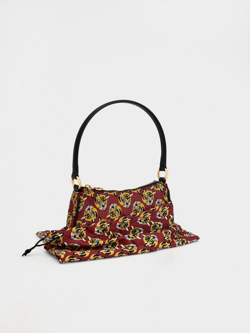 Geanta De Umar Charles & Keith Tiger Print Jacquard Rosii | 371ROINYD
