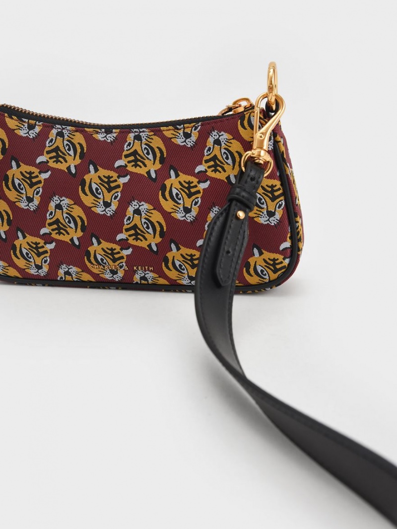 Geanta De Umar Charles & Keith Tiger Print Jacquard Rosii | 371ROINYD