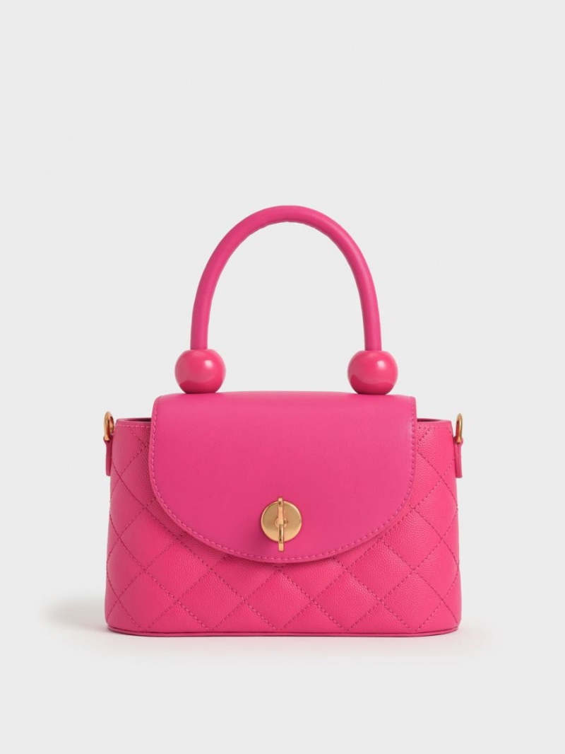 Geanta De Umar Charles & Keith Top Handle Circle Fucsie | 530QPFSOT