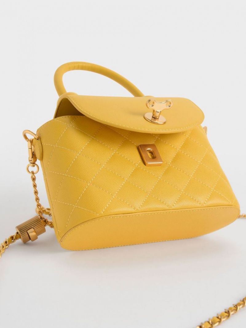 Geanta De Umar Charles & Keith Top Handle Circle Galbeni | 893EBWZOJ