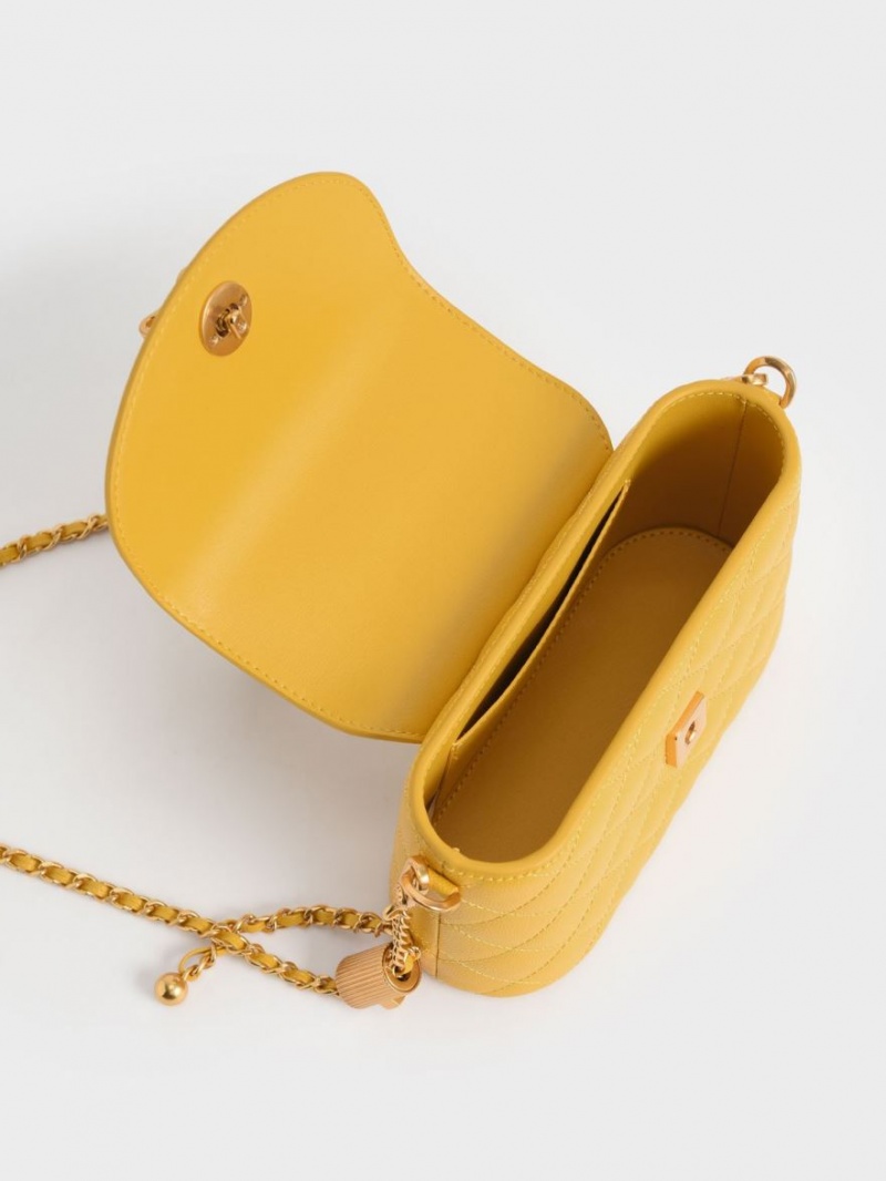 Geanta De Umar Charles & Keith Top Handle Circle Galbeni | 893EBWZOJ