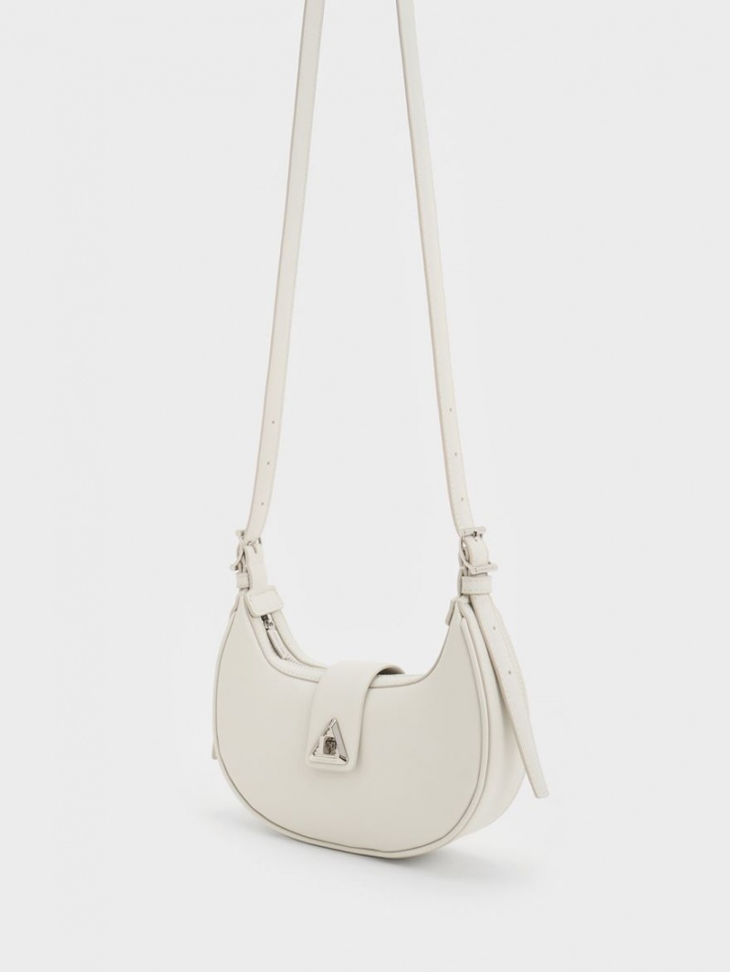 Geanta De Umar Charles & Keith Trice Metallic Accent Belted Albi | 420HDSIAU