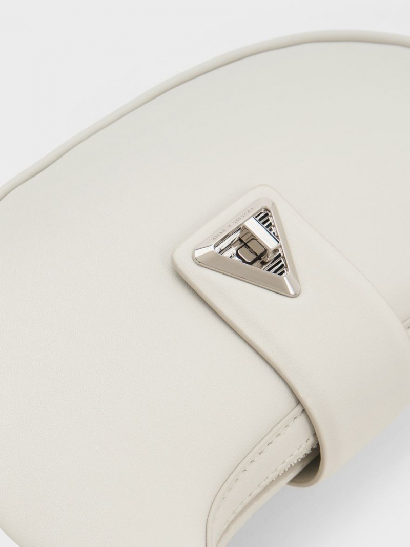 Geanta De Umar Charles & Keith Trice Metallic Accent Belted Albi | 420HDSIAU