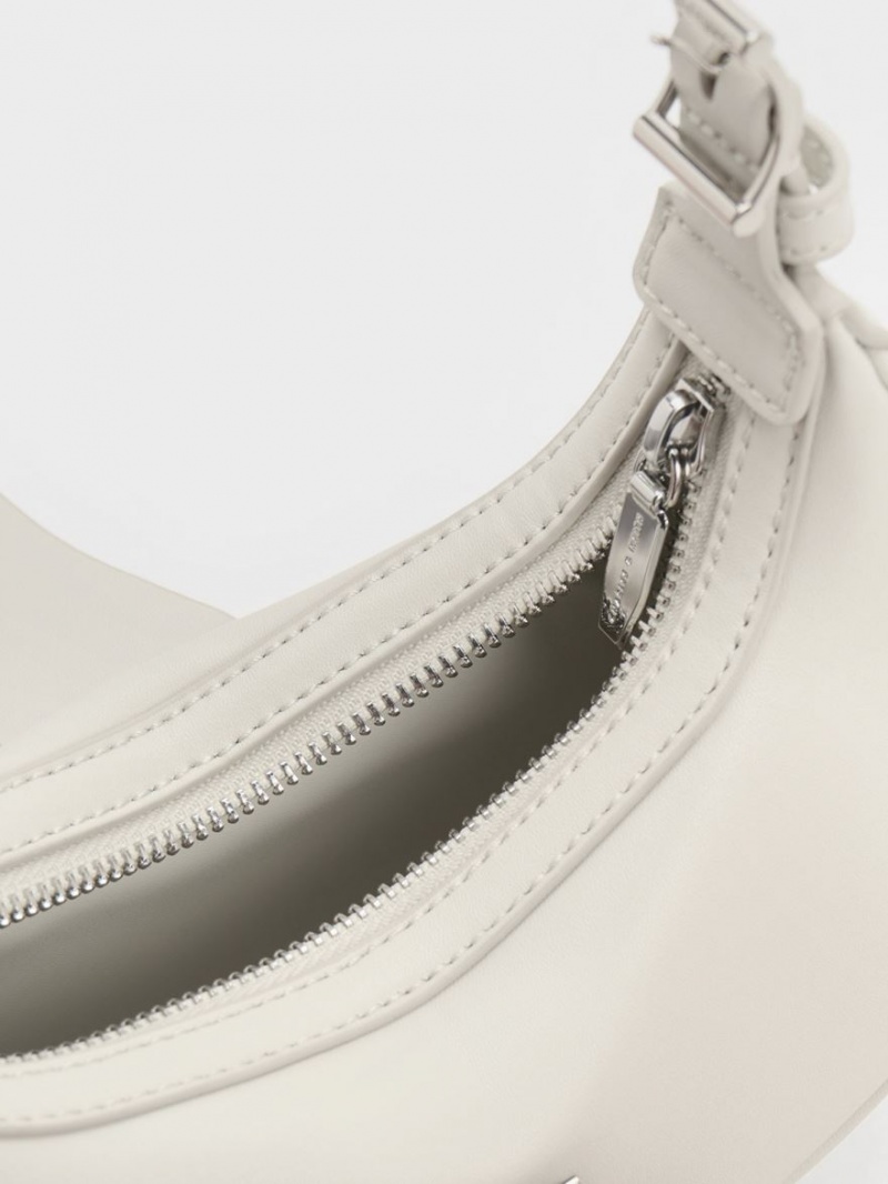 Geanta De Umar Charles & Keith Trice Metallic Accent Belted Albi | 420HDSIAU