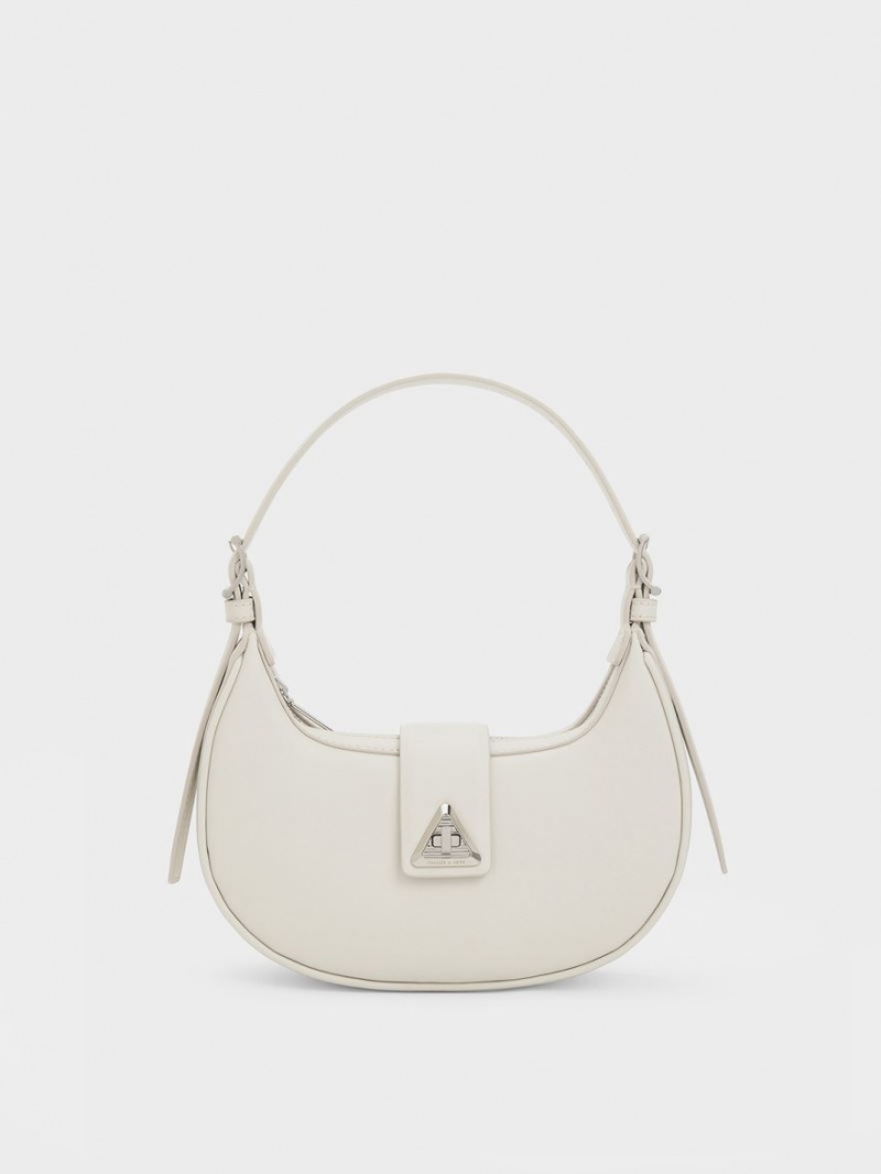 Geanta De Umar Charles & Keith Trice Metallic Accent Belted Albi | 420HDSIAU
