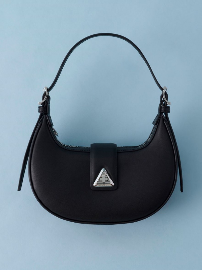 Geanta De Umar Charles & Keith Trice Metallic Accent Belted Negrii | 864ZTYHEJ