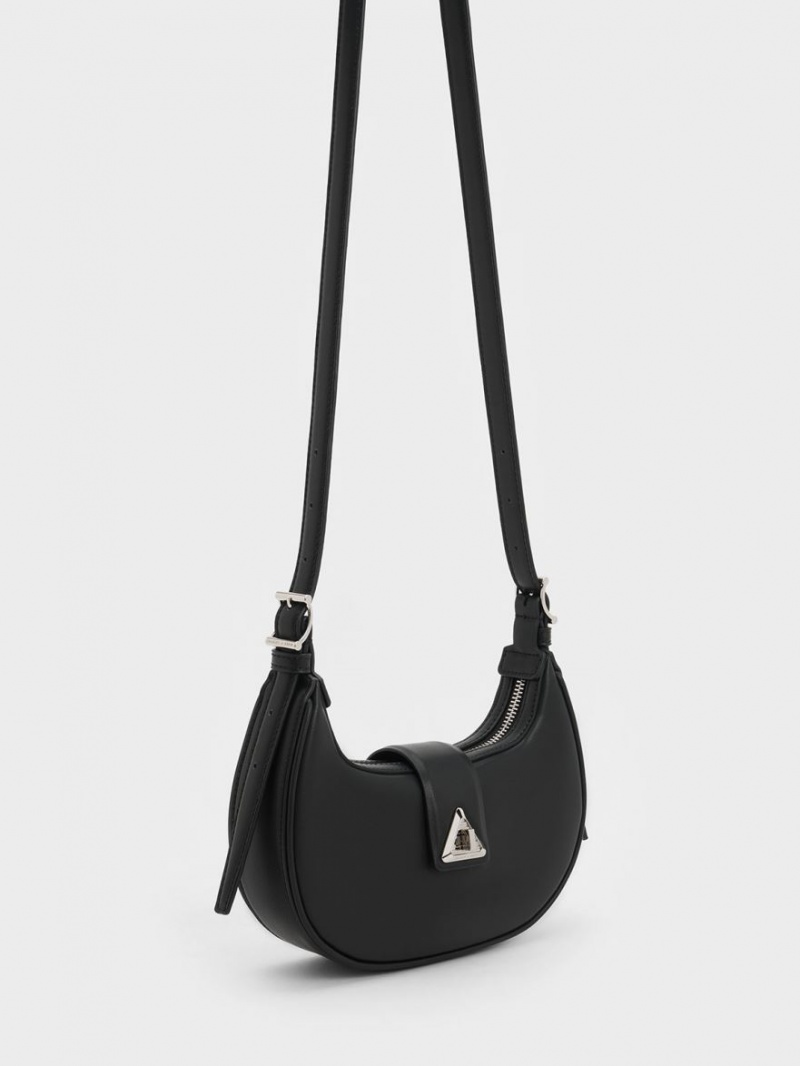Geanta De Umar Charles & Keith Trice Metallic Accent Belted Negrii | 864ZTYHEJ