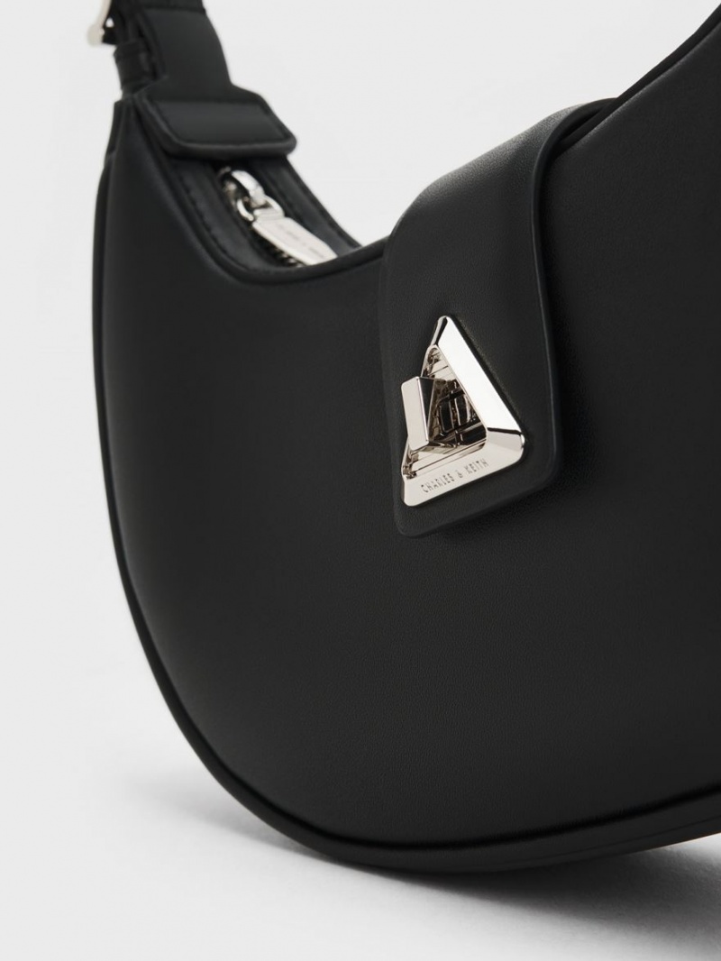 Geanta De Umar Charles & Keith Trice Metallic Accent Belted Negrii | 864ZTYHEJ