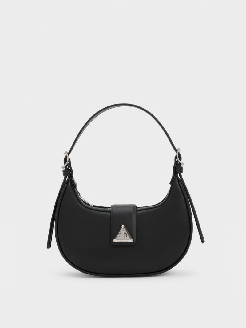 Geanta De Umar Charles & Keith Trice Metallic Accent Belted Negrii | 864ZTYHEJ