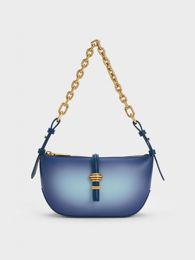 Geanta De Umar Charles & Keith Trudy Ombre Belted Geometric Bleumarin | 284JXQPSC