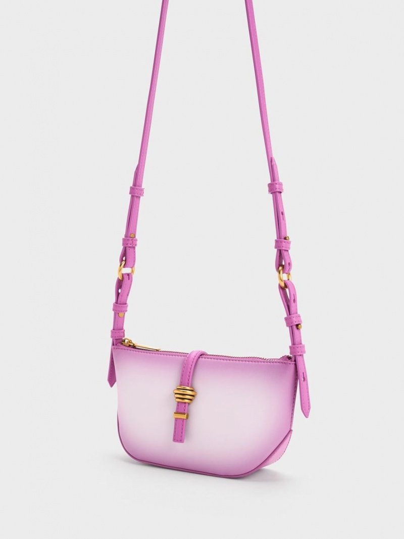 Geanta De Umar Charles & Keith Trudy Ombre Belted Geometric Violet | 674KYXTLO