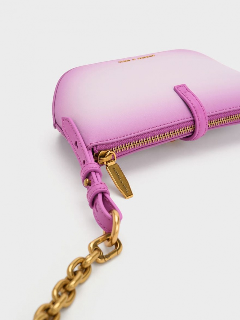 Geanta De Umar Charles & Keith Trudy Ombre Belted Geometric Violet | 674KYXTLO