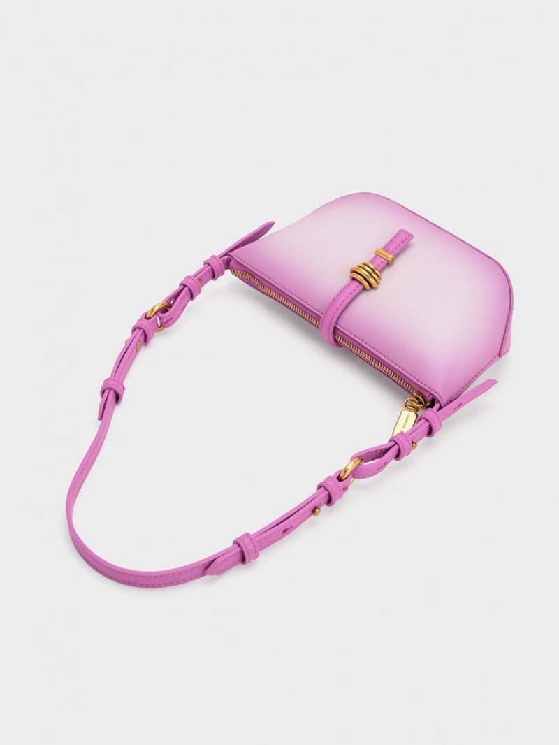 Geanta De Umar Charles & Keith Trudy Ombre Belted Geometric Violet | 674KYXTLO
