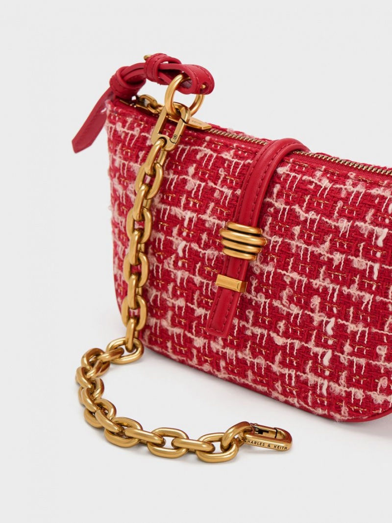Geanta De Umar Charles & Keith Trudy Tweed Belted Geometric Rosii | 160YTMNWV