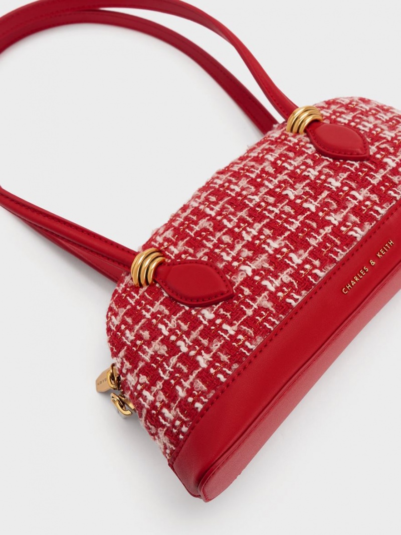 Geanta De Umar Charles & Keith Trudy Tweed Elongated Handle Rosii | 329VOMSPQ