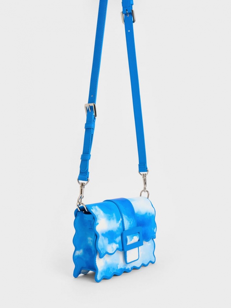 Geanta De Umar Charles & Keith Waverly Cloud-Print Scallop-Trim Albastri | 184DGIVXM
