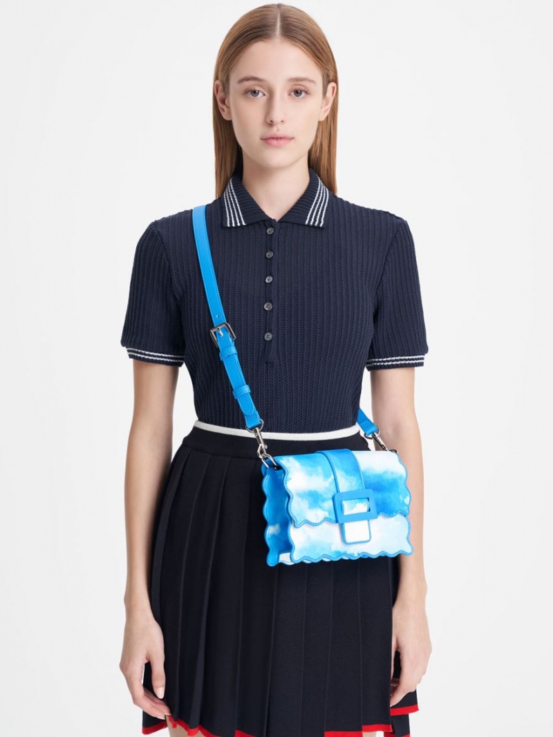 Geanta De Umar Charles & Keith Waverly Cloud-Print Scallop-Trim Albastri | 184DGIVXM