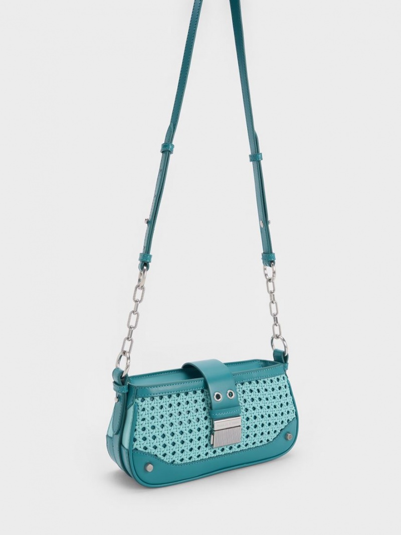 Geanta De Umar Charles & Keith Winslet Woven Belted Turcoaz | 524RVALOZ