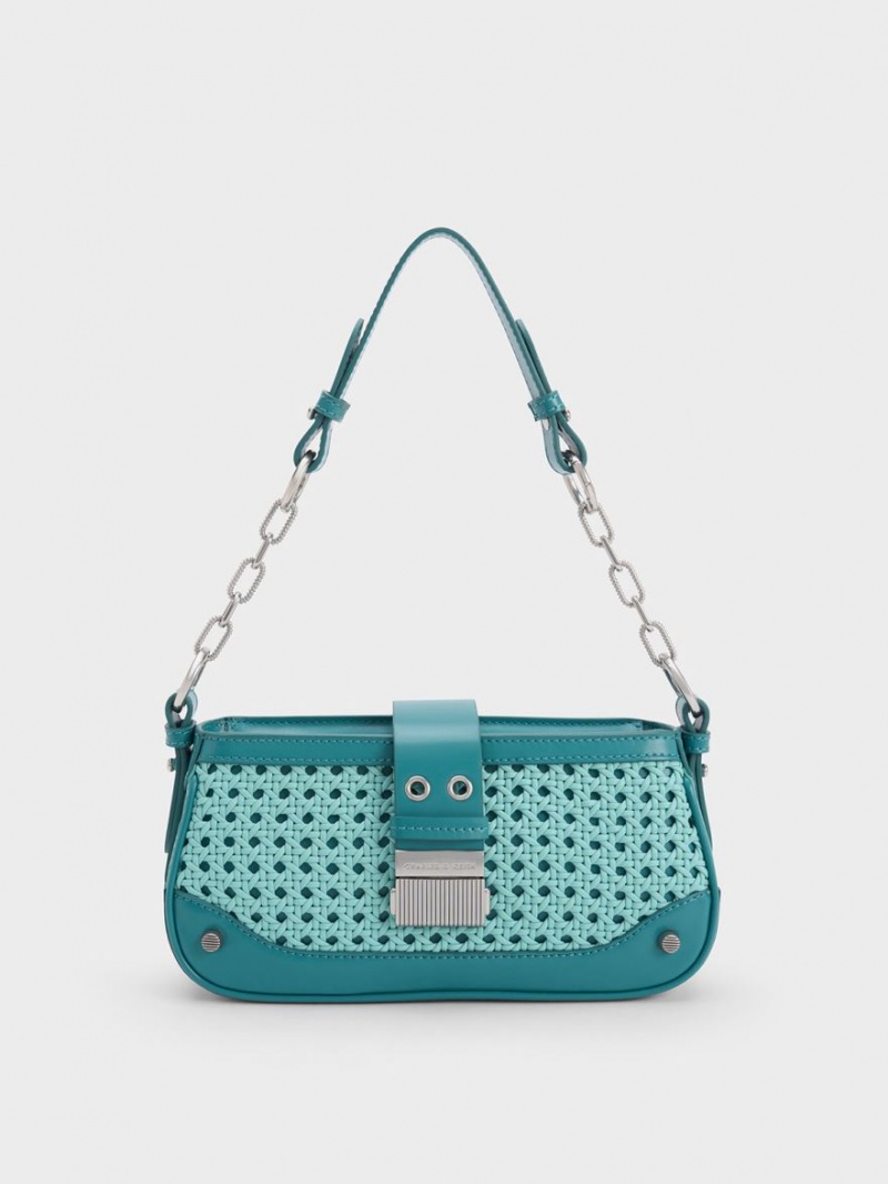 Geanta De Umar Charles & Keith Winslet Woven Belted Turcoaz | 524RVALOZ