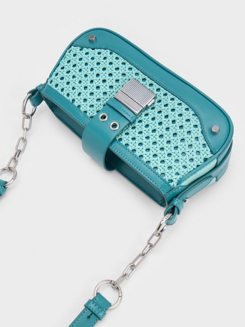 Geanta De Umar Charles & Keith Winslet Woven Belted Turcoaz | 524RVALOZ