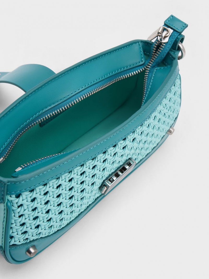 Geanta De Umar Charles & Keith Winslet Woven Belted Turcoaz | 524RVALOZ