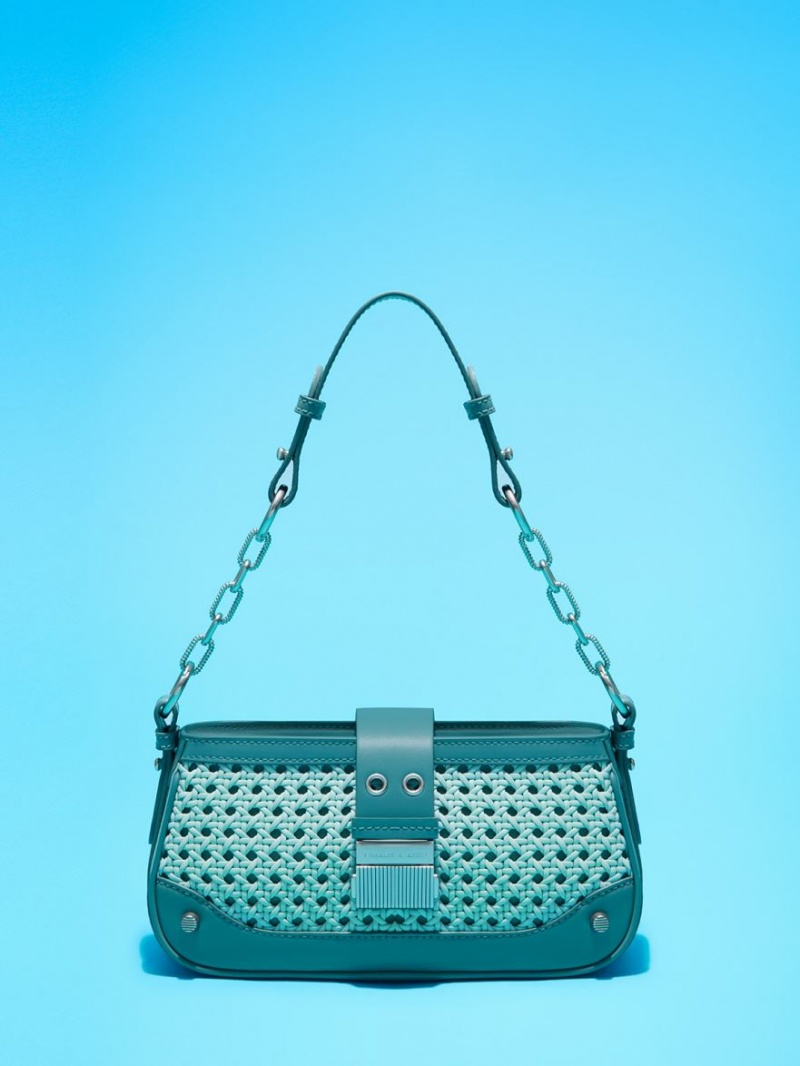 Geanta De Umar Charles & Keith Winslet Woven Belted Turcoaz | 524RVALOZ