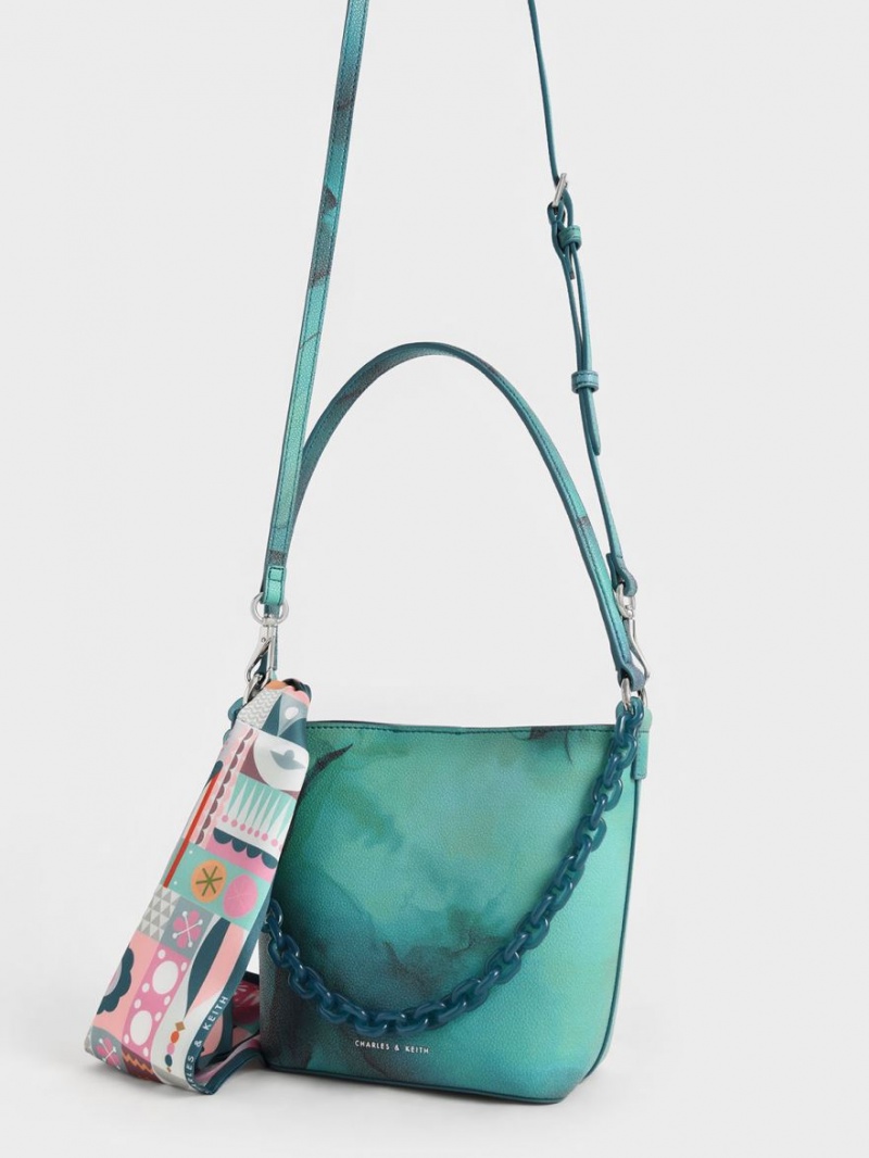 Geanta Galeata Charles & Keith Alcott Scarf Turcoaz | 480XBKANJ