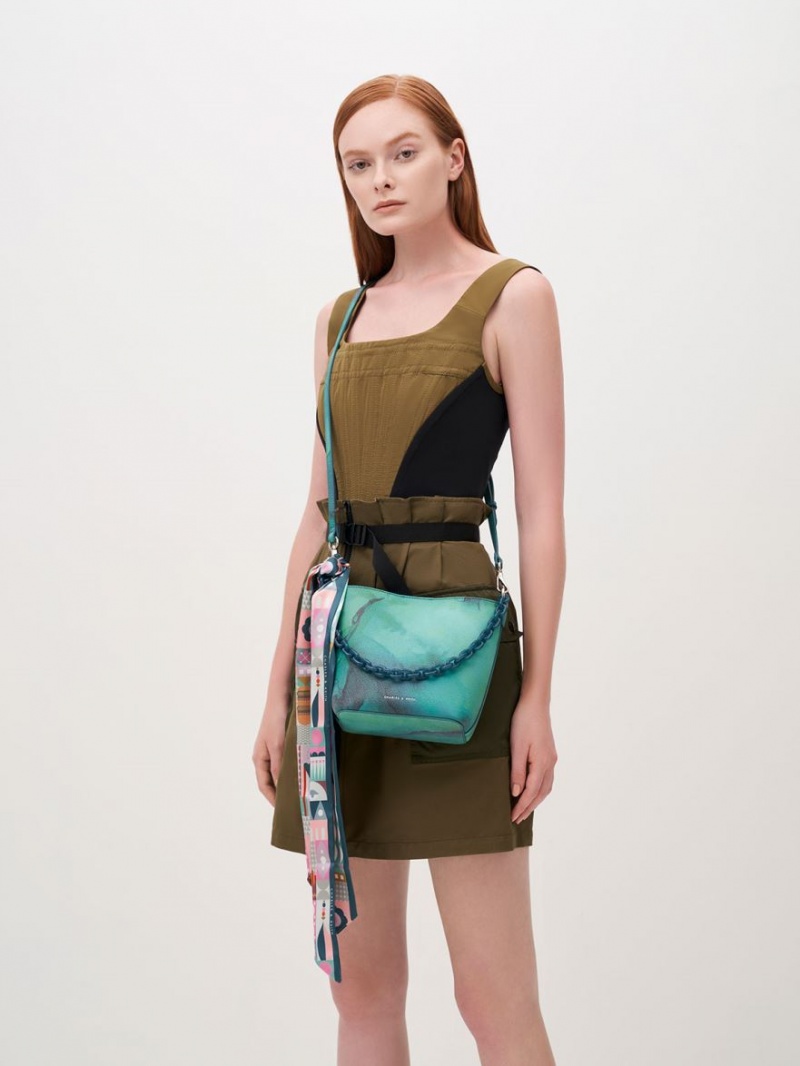 Geanta Galeata Charles & Keith Alcott Scarf Turcoaz | 480XBKANJ