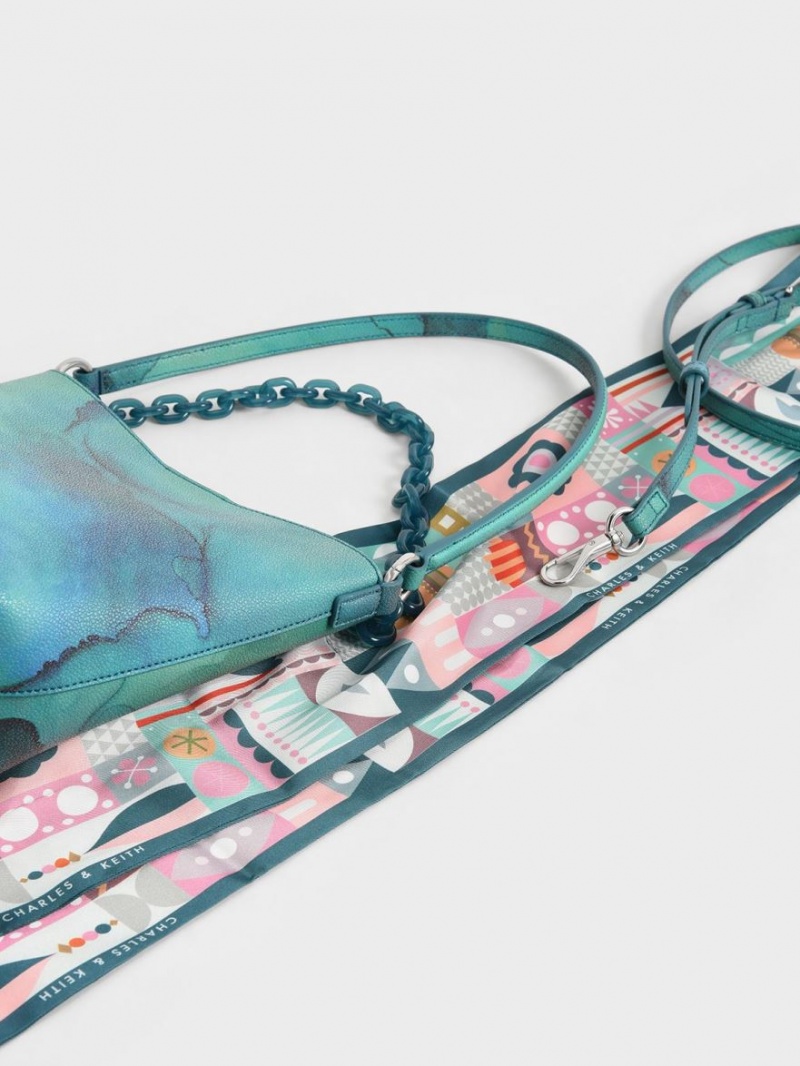 Geanta Galeata Charles & Keith Alcott Scarf Turcoaz | 480XBKANJ