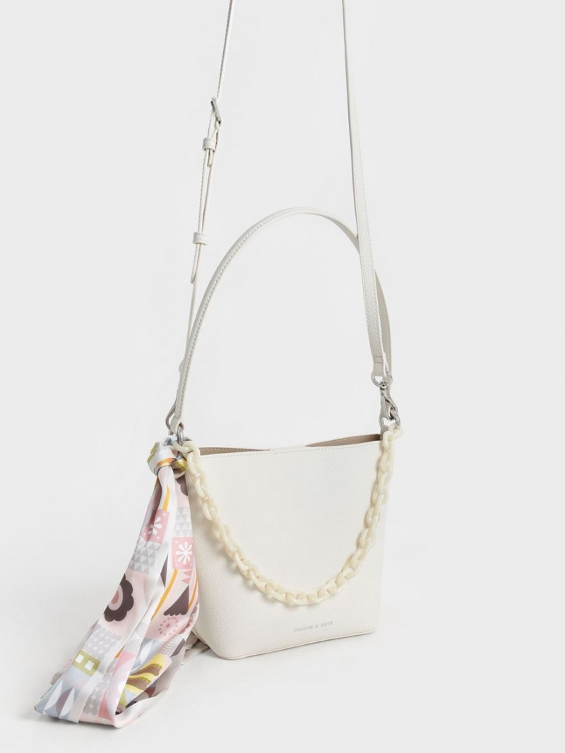 Geanta Galeata Charles & Keith Alcott Scarf Albi | 736OEFHCI