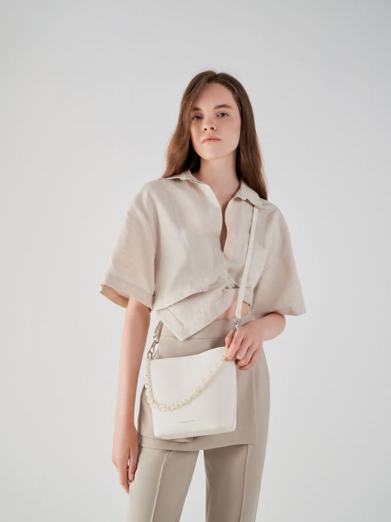 Geanta Galeata Charles & Keith Alcott Scarf Albi | 736OEFHCI