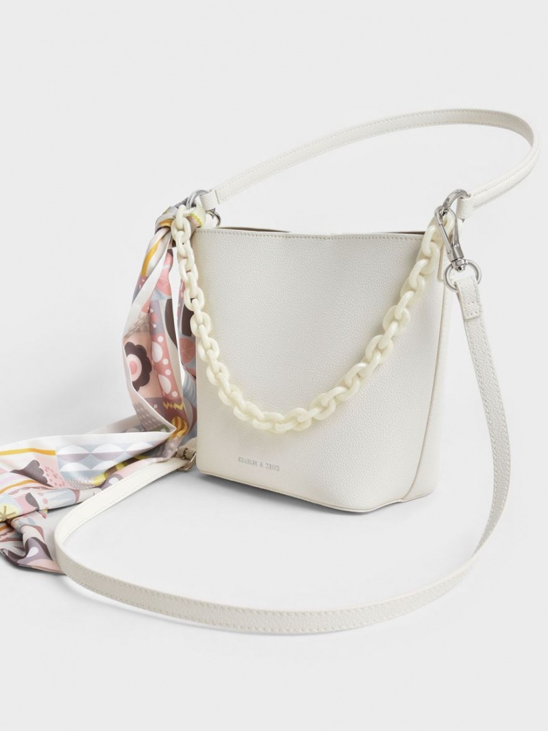Geanta Galeata Charles & Keith Alcott Scarf Albi | 736OEFHCI
