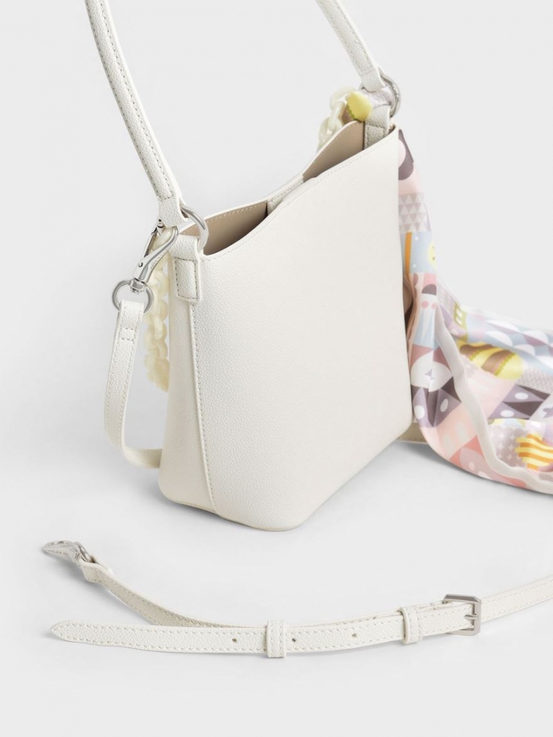 Geanta Galeata Charles & Keith Alcott Scarf Albi | 736OEFHCI