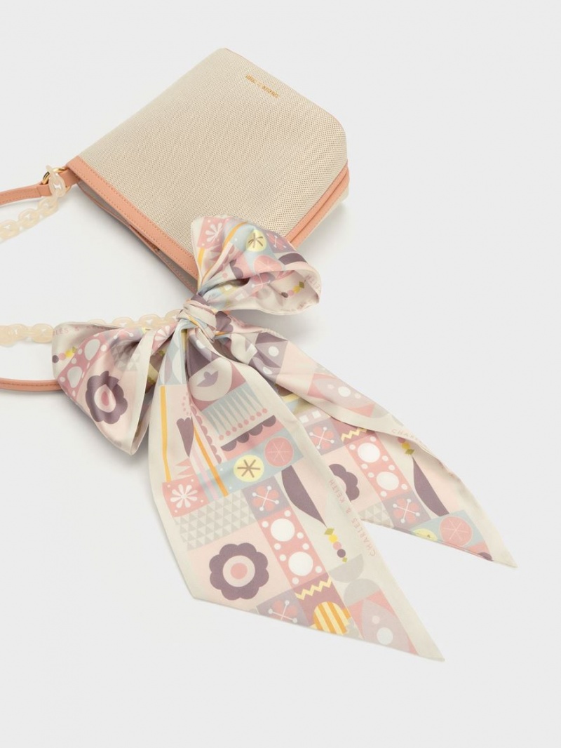 Geanta Galeata Charles & Keith Alcott Scarf Panza Bej | 267TULKBN