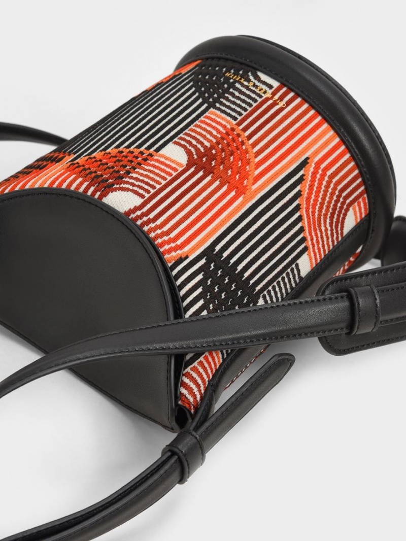 Geanta Galeata Charles & Keith Aurea Printed Tricotate Portocalii | 592XGNQFE