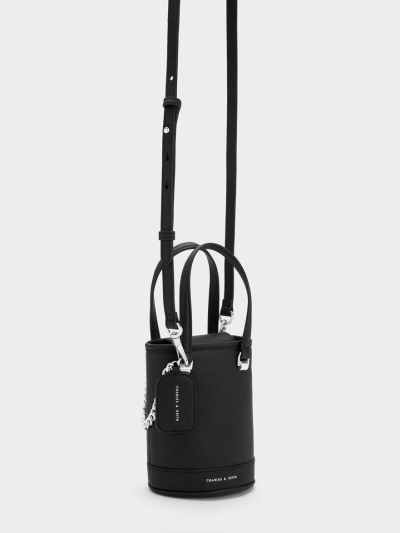 Geanta Galeata Charles & Keith Avis Cylindrical Negrii | 687ZCDWLG