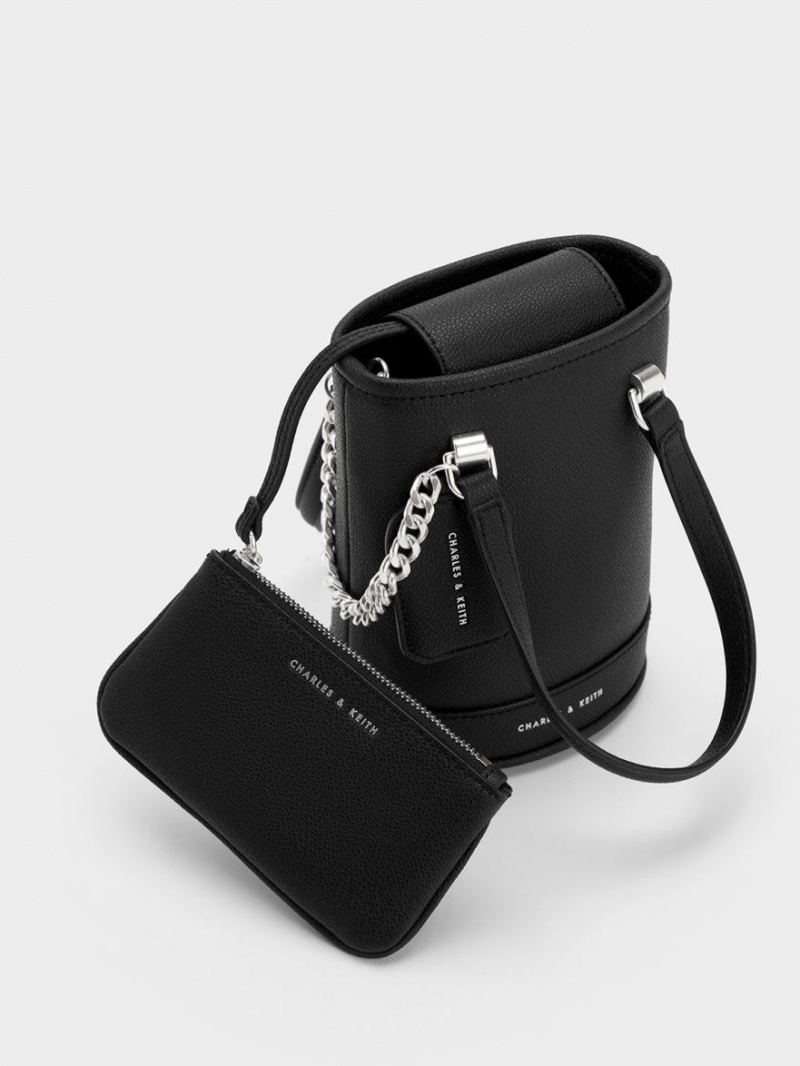 Geanta Galeata Charles & Keith Avis Cylindrical Negrii | 687ZCDWLG
