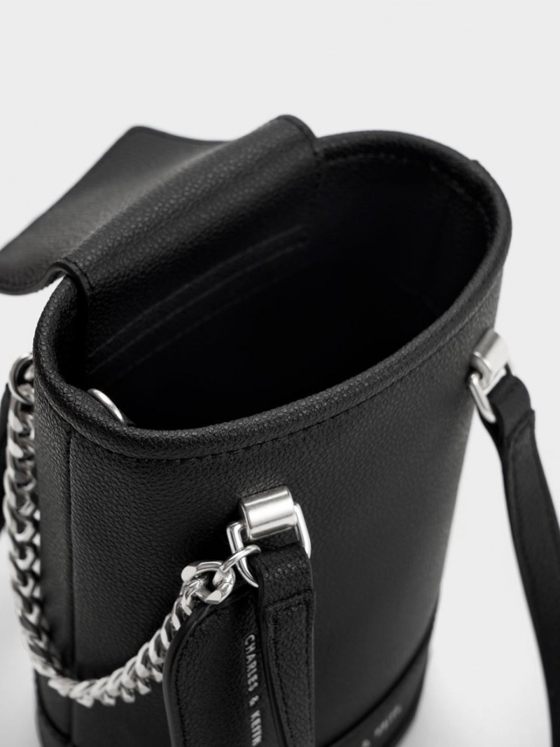 Geanta Galeata Charles & Keith Avis Cylindrical Negrii | 687ZCDWLG