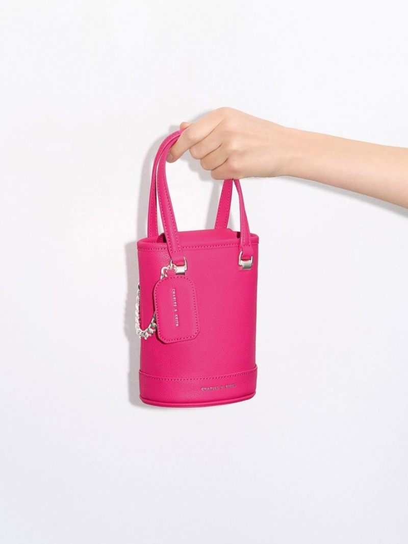 Geanta Galeata Charles & Keith Avis Cylindrical Fucsie | 481ELXUYD
