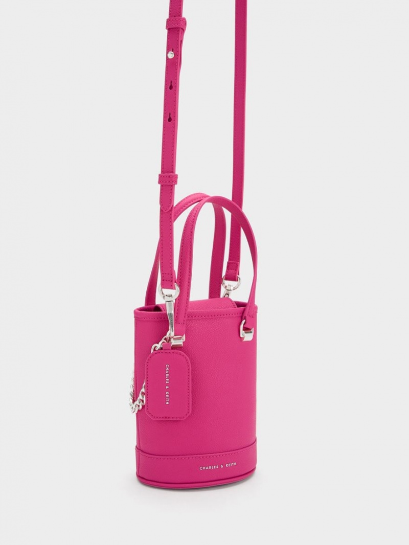Geanta Galeata Charles & Keith Avis Cylindrical Fucsie | 481ELXUYD